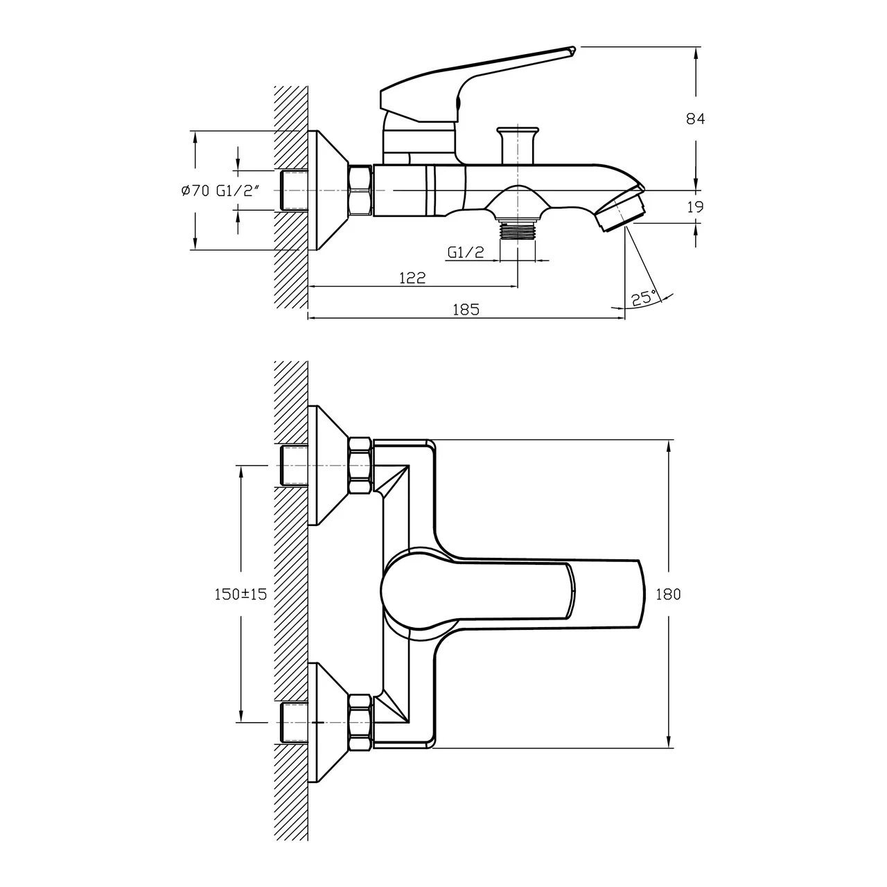 Смеситель для ванны и душа Koller Pool TWIST TW0100