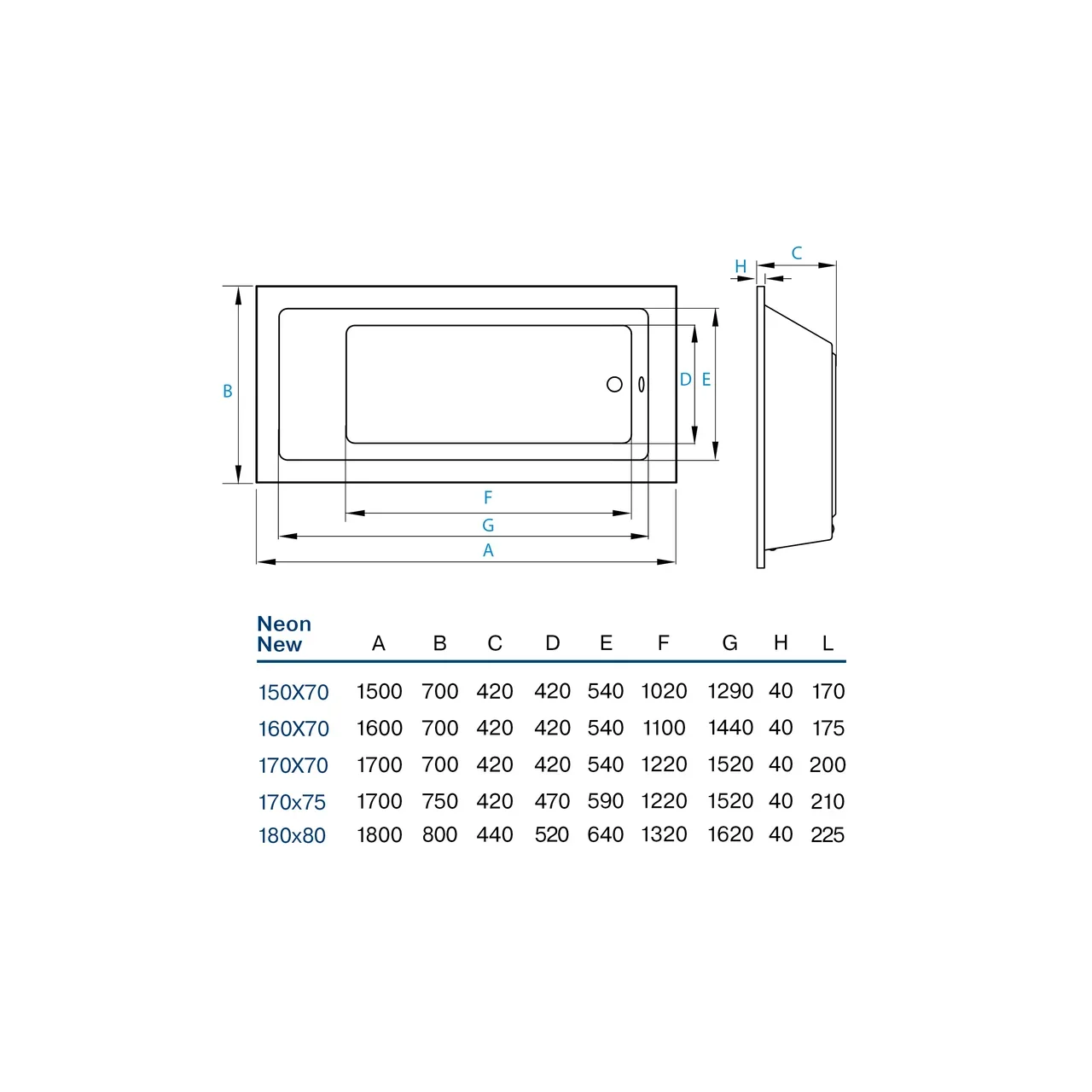 Акриловая ванна Koller Pool Neon new 180х80