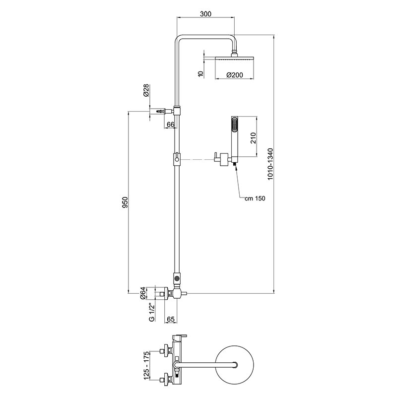 Душевая система Webert Azeta AZ870105015PVC