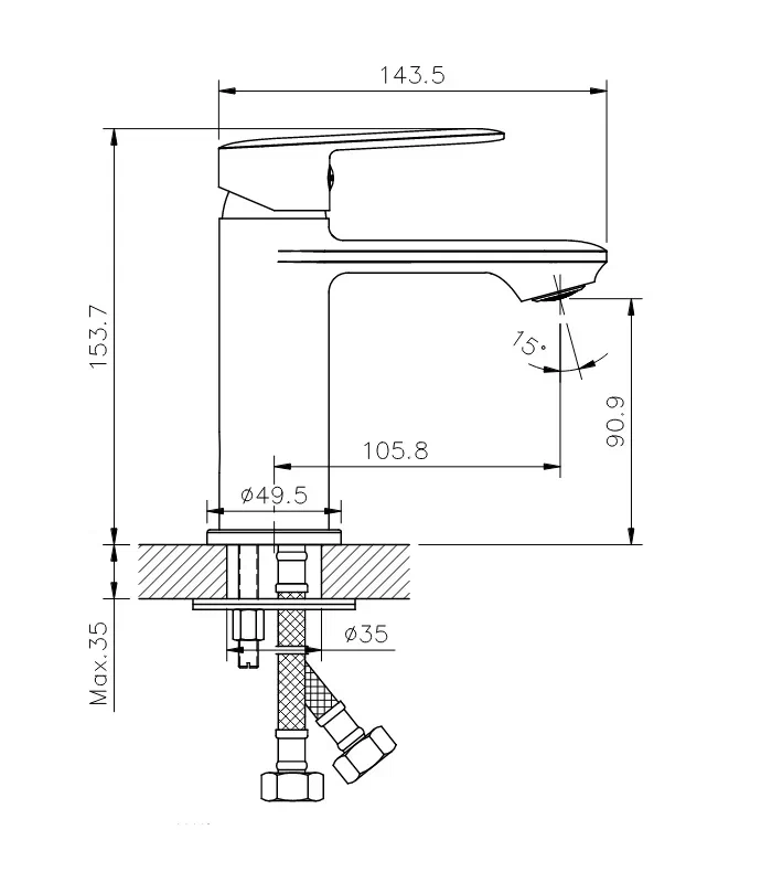 Смеситель для раковины Koller Pool LINE LN0200