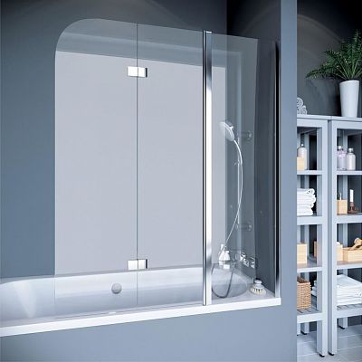Шторка на ванну 3-секционная 150x140 Koller Pool QP96R профиль хром стекло матовое