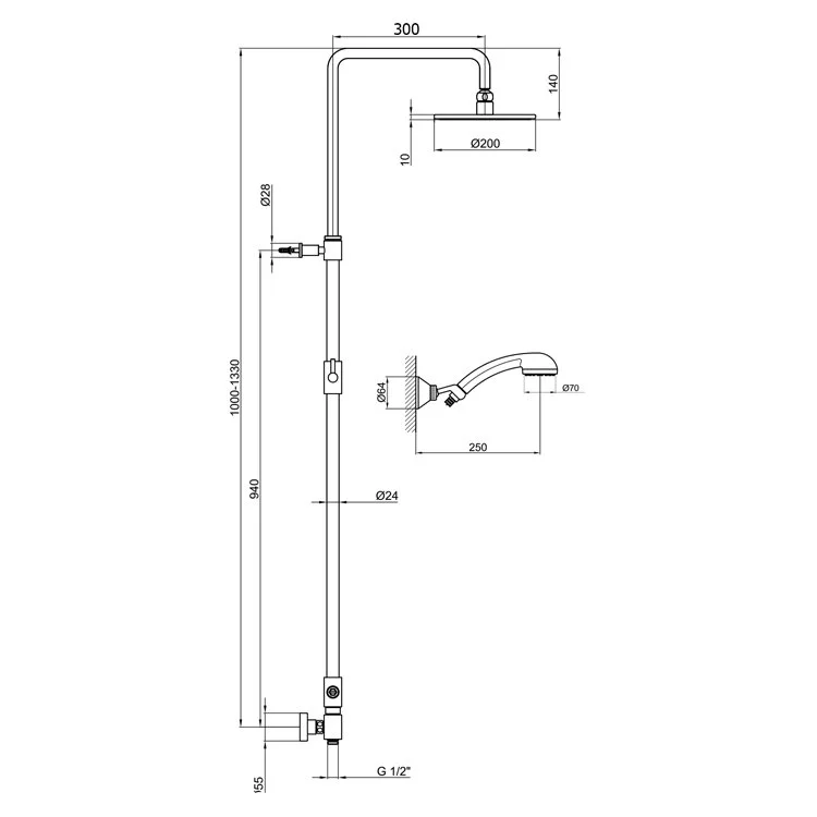 Душевой гарнитур Webert Comfort AC0729015METAL