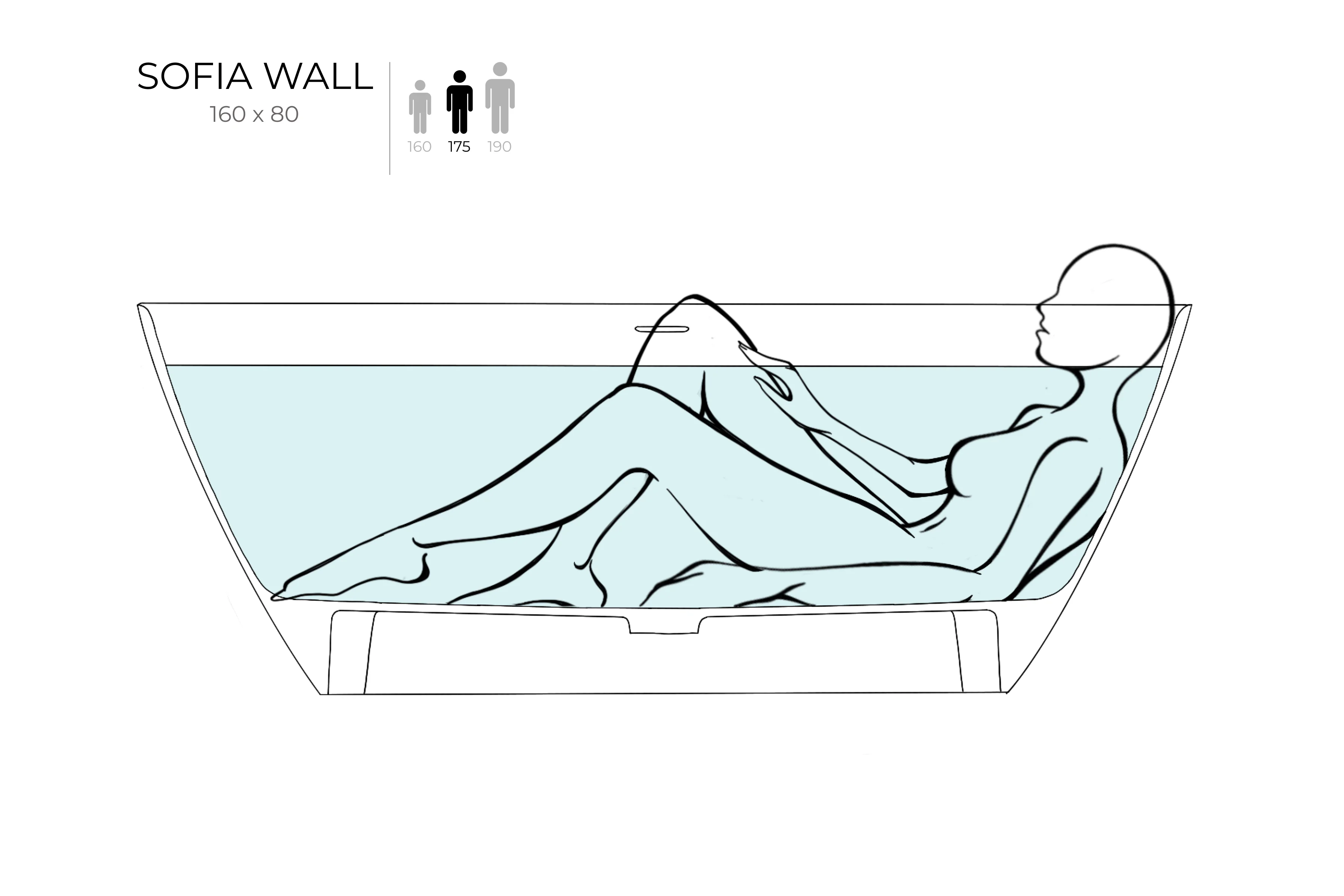 Ванна пристенная Salini SOFIA WALL 160x80 покраска по RAL полностью 102517GRF