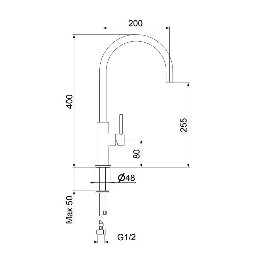 Смеситель для кухни Webert Oblique OB920302560, Черный