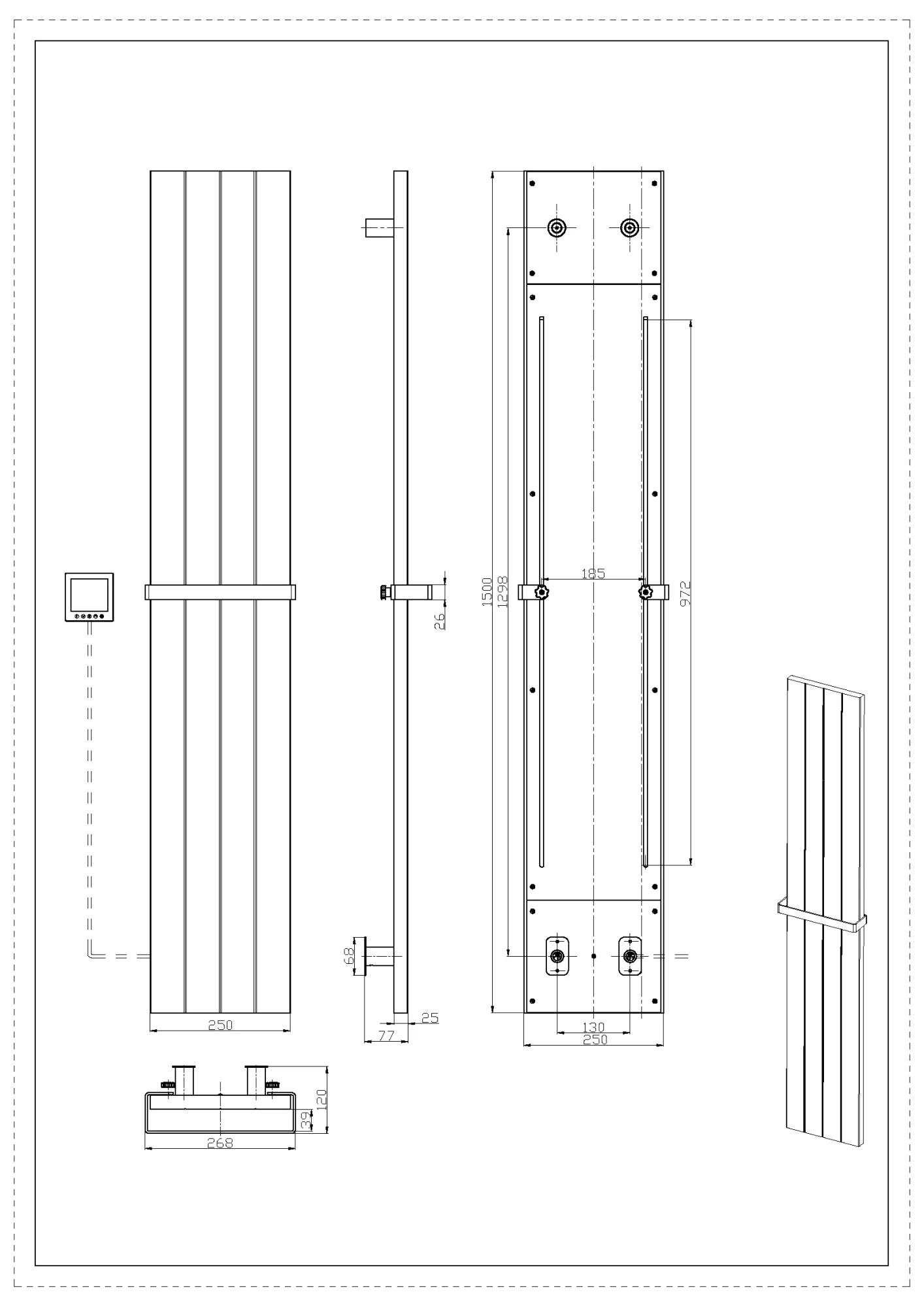 Полотенцесушитель электрический 25x150 см Boheme Flat 725-NB никель матовый