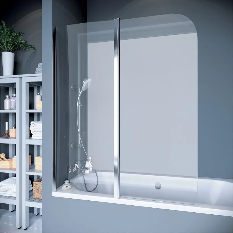 Шторка на ванну 2-секционная 115x140 Koller Pool QP95L профиль хром стекло прозрачное