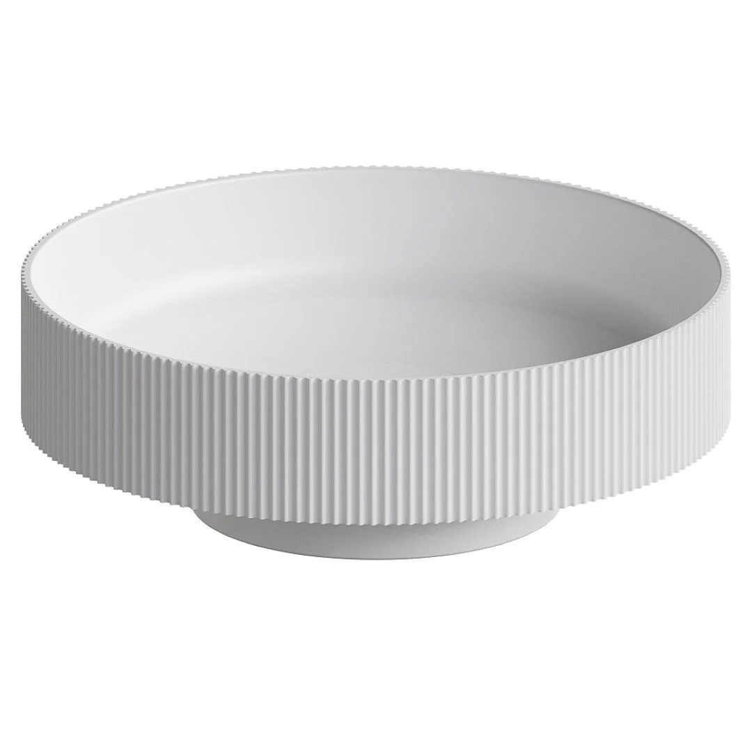 Раковина накладная рифленая 40 см Boheme Corian 801-R-MW белый матовый