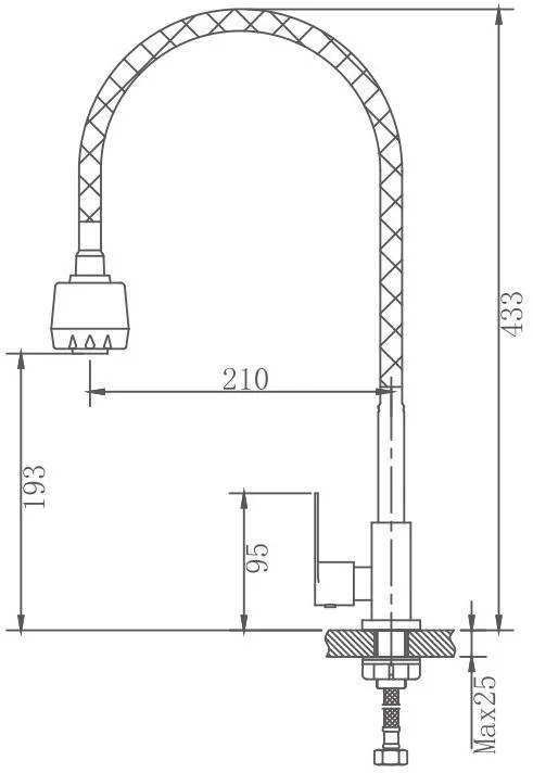 Моно смеситель для кухни под одну воду излив гибкий Haiba HB4181