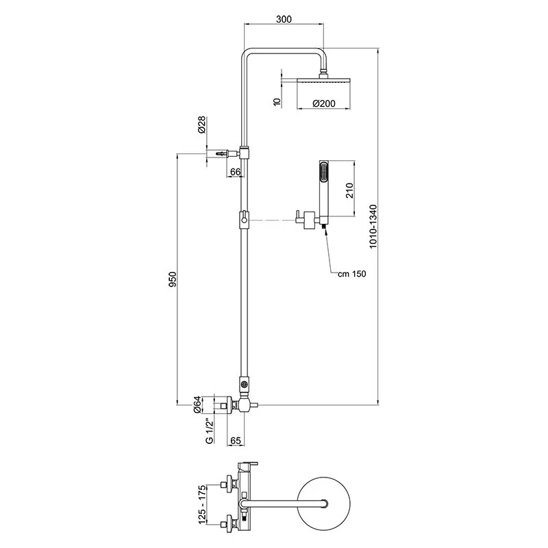 Душевая система Webert Azeta AZ870105015METAL